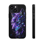 Holographic Wolf Phone Case, Fractured Prism Iridescent Cover