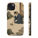 Zen Garden Cat Phone Case, Sand Spiral Japanese Art Cover