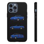 Blue MX-5 Roadster Phone Case Tough JDM Convertible Multi View Print
