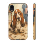 Guilty Basset Hound Phone Case, Muddy Watercolor Art Cover