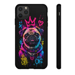 Pug Neon Graffiti Portrait Tough Phone Case - Dripping Paint