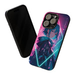 Anime Girl Phone Case Teal, Neon Kanji Calm Gradient Tough Cover