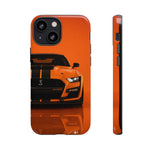 Orange Mustang Art Phone Case, GT500 American Muscle Car Tough Cover for Male