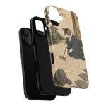 Zen Garden Cat Phone Case, Sand Spiral Japanese Art Cover