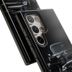 Black 1957 Chevy Bel Air Chrome Front Tough Phone Case for Classic Car Fans