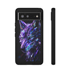 Holographic Wolf Phone Case, Fractured Prism Iridescent Cover