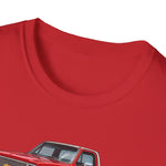 1982 Chevy K10 Silverado Red Pickup T-Shirt | Trio Truck Illustration