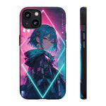 Anime Girl Phone Case Teal, Neon Kanji Calm Gradient Tough Cover