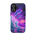 Neon Dolphin Ocean Vaporwave Art Tough Phone Case