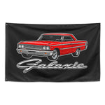 1963 Galaxie 500 Fastback Wall Flag Banner 34x56 Red Classic Car Decor