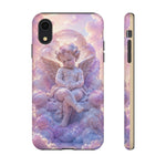 Cherub Cloud Throne Phone Case, Pastel Marble 3D Render Cover