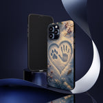 Pet Paw Print Phone Case Snow Heart Tough Cover Gift Art
