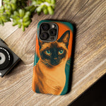 Siamese Cat Retro Halftone Portrait Case - Orange Teal Print