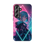 Anime Girl Phone Case Teal, Neon Kanji Calm Gradient Tough Cover
