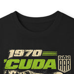 1970 Cuda Muscle Car Long Sleeve Tee | Green Classic Car Graphic