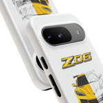 Z06 Corvette Phone Case, Yellow Sketch Reveal Chrome Cover