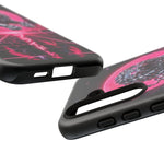 Chrome Lion Phone Case, Neon Grid Katakana Pride Tough Cover