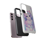 Pastel Cat Phone Case, Headphones Glitch Color Block Cover