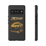 Z06 Corvette Phone Case, Yellow Neon Chrome Studio Cover