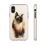 Siamese Cat Watercolor Portrait Tough Phone Case - Cream Choc