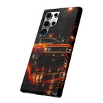 Orange Cuda Phone Case, Rainy City Night Muscle Car Tough Cover