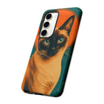 Siamese Cat Retro Halftone Portrait Case - Orange Teal Print