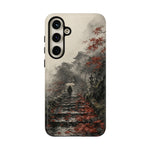 Autumn Temple Steps phone case | Japanese watercolor landscape cover