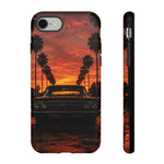 Black Impala Lowrider Sunset Tough Phone Case - Palm Silhouette