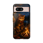Campfire Cat Phone Case, Marshmallow Night Painterly Cover