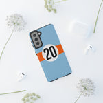 Copy of Blue Orange Number 20 Retro Racing Stripe Tough Phone Case Cover
