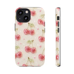 Pink Cherry Pattern Phone Case | Cute Retro Fruit Design