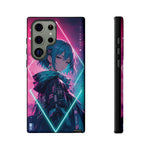 Anime Girl Phone Case Teal, Neon Kanji Calm Gradient Tough Cover