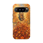 Yorkshire Terrier Jumping in Autumn Leaves Tough Case | Fall Dog Phone Cover
