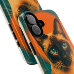 Siamese Cat Retro Halftone Portrait Case - Orange Teal Print