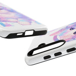 Pastel Cat Phone Case, Headphones Glitch Color Block Cover