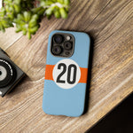 Copy of Blue Orange Number 20 Retro Racing Stripe Tough Phone Case Cover