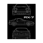 1980s RX-7 FC Poster JDM Rotary Sports Car Blueprint Wall Art Garage Decor