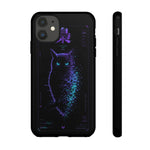 Glitch Owl Silhouette Art Tough Phone Case - Violet Teal