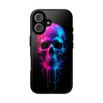 Neon Glitch Skull Phone Case, Dripping Paint Scanline Cover