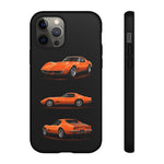 C3 Corvette Art Phone Case Orange, Three-View Vector Cover, Gift
