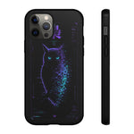 Glitch Owl Silhouette Art Tough Phone Case - Violet Teal