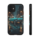 Vintage Teal 1957 Bel Air Classic Car Tough Case | Retro Rainy City Phone Cover