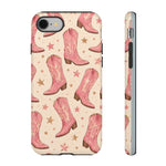 Pink Cowboy Boots phone case | Western pattern | Pastel stars