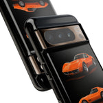 C3 Corvette Art Phone Case Orange, Three-View Vector Cover, Gift
