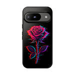 Glitch Rose Neon Phone Case Vaporwave Tough Cover