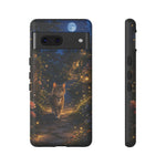 Moonlit Garden Cat Phone Case, Firefly Painterly Art Cover