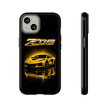 Z06 Corvette Phone Case, Yellow Neon Chrome Studio Cover
