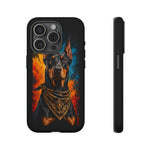 Doberman Bandana Portrait Tough Phone Case - Color Splash