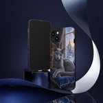 Regal Russian Blue Cat on Cushion Phone Case | Winter Castle Scene