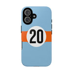 Copy of Blue Orange Number 20 Retro Racing Stripe Tough Phone Case Cover